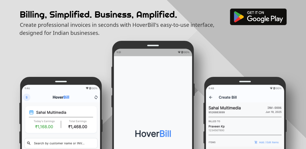 HoverBill App on a smartphone
